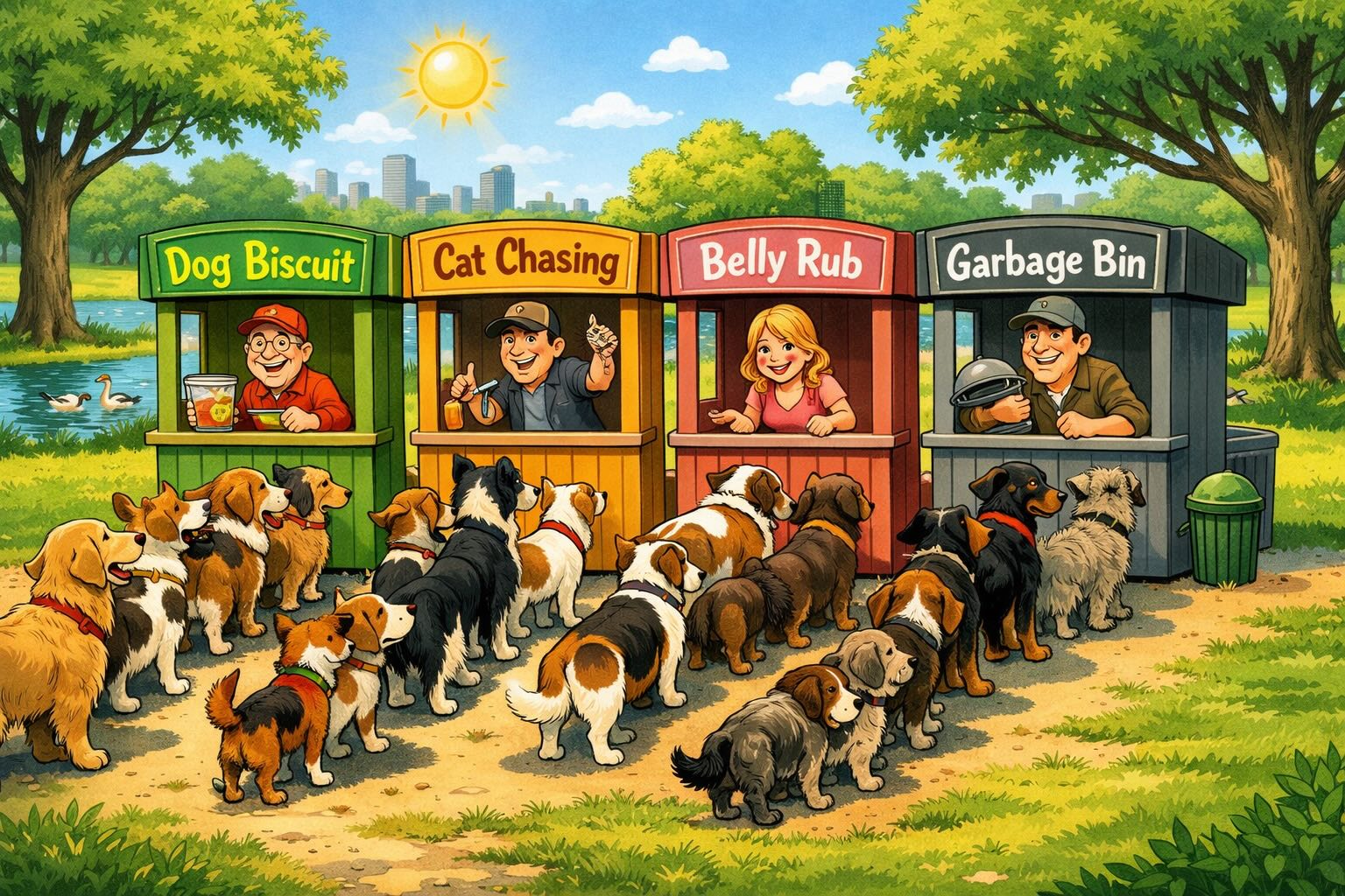 Dog cartoon with the caption Who wants to go to the parky-park park?